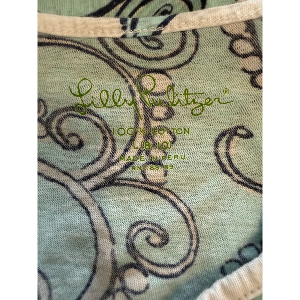 Lilly Pulitzer Girls Blue Anchor Paisley Cotton Dress Lace Neck L 8-10 76005